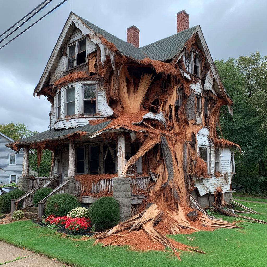 Damaged tree on an Hull home showing signs of disease and decay